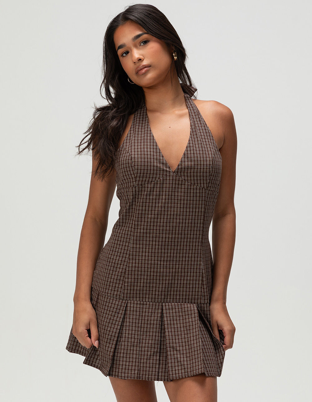 RSQ Womens Plaid Halter Dress
