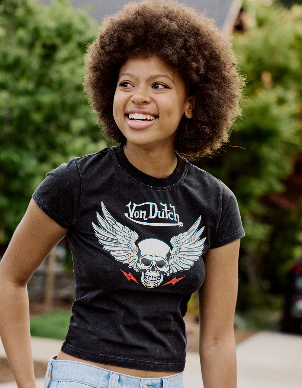 VON DUTCH Skull Womens Skimmer Tee