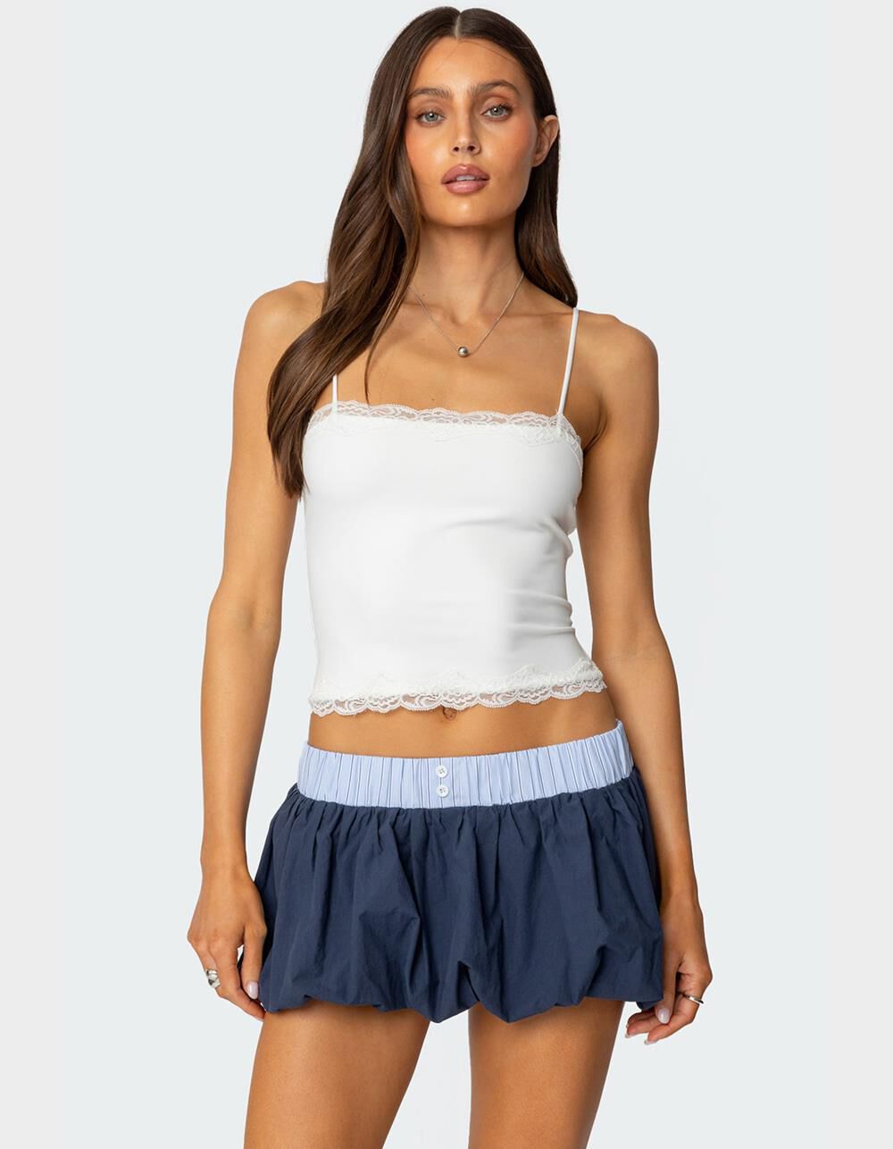 EDIKTED Cruella Lace Trim Tank Top