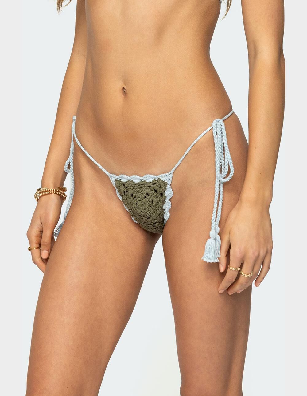 EDIKTED Crochet String Bikini Bottoms