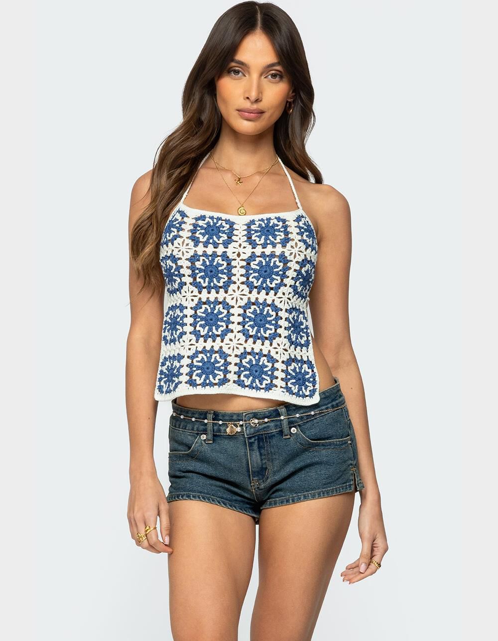 EDIKTED Naia Backless Crochet Top
