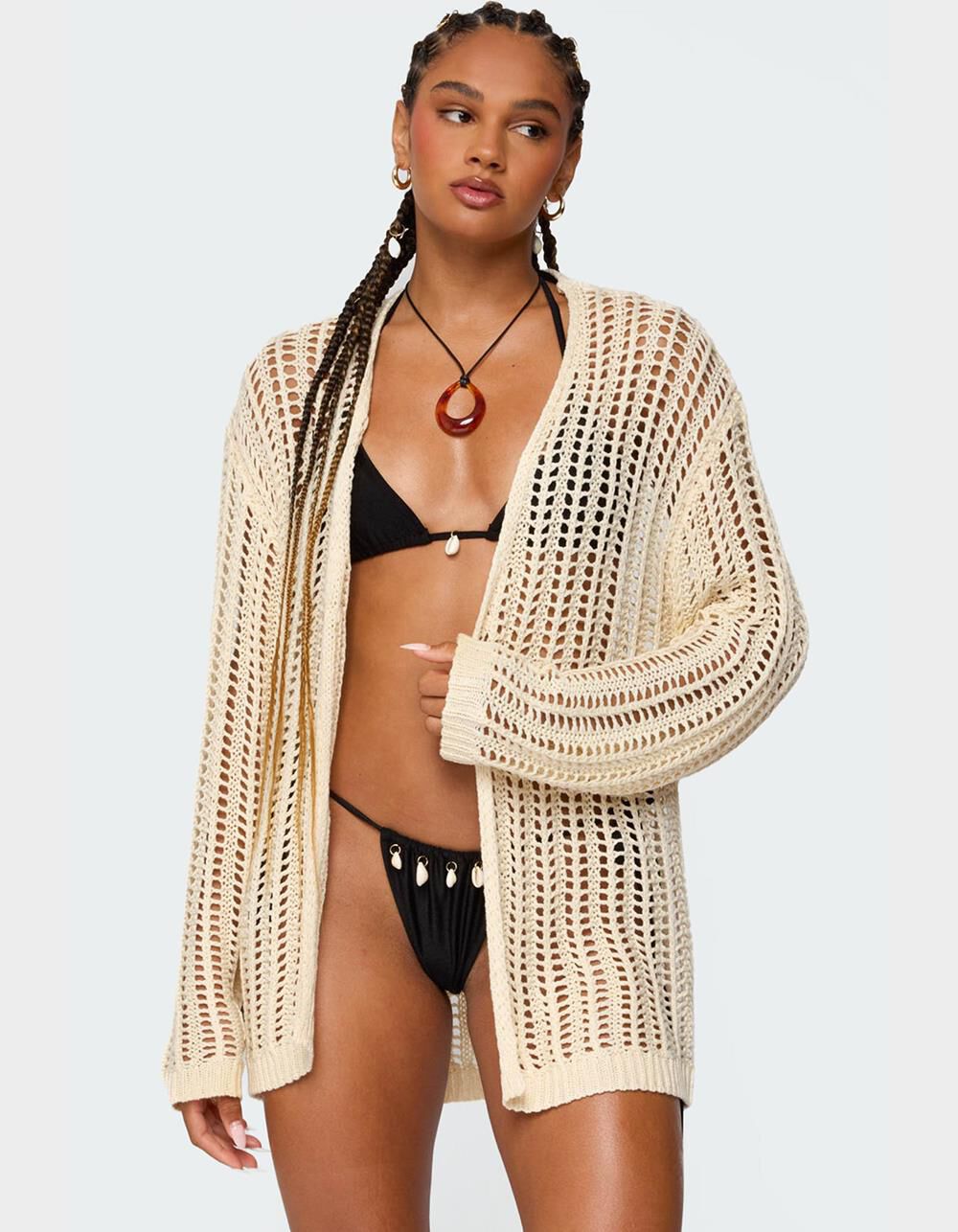 EDIKTED Darcee Oversized Crochet Cardigan