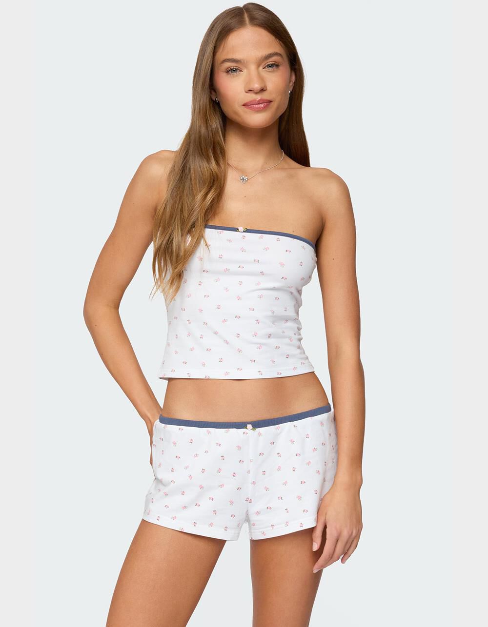 EDIKTED Stefi Floral Contrast Tube Top