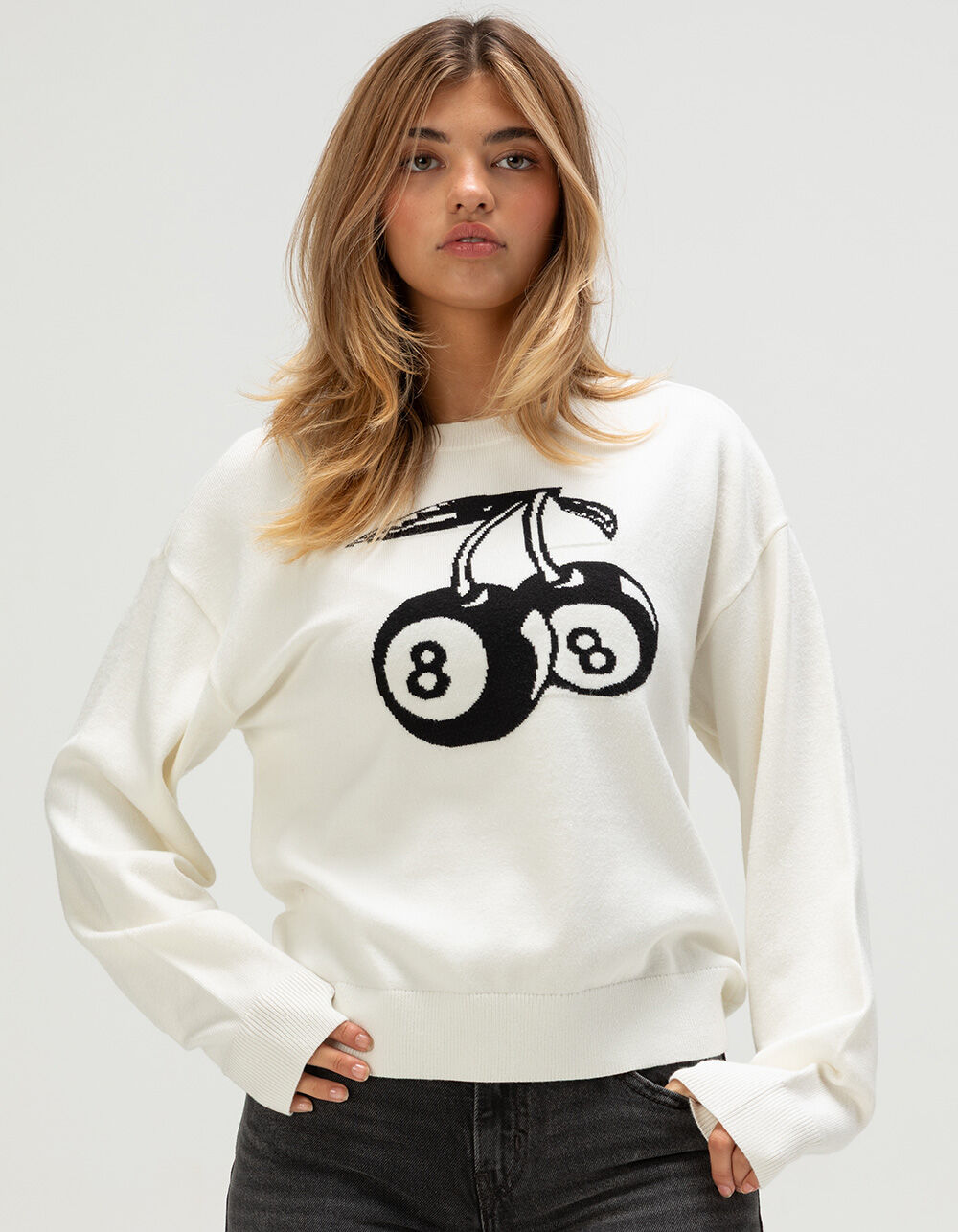 RSQ Womens Cherry 8-Ball Womens Sweater