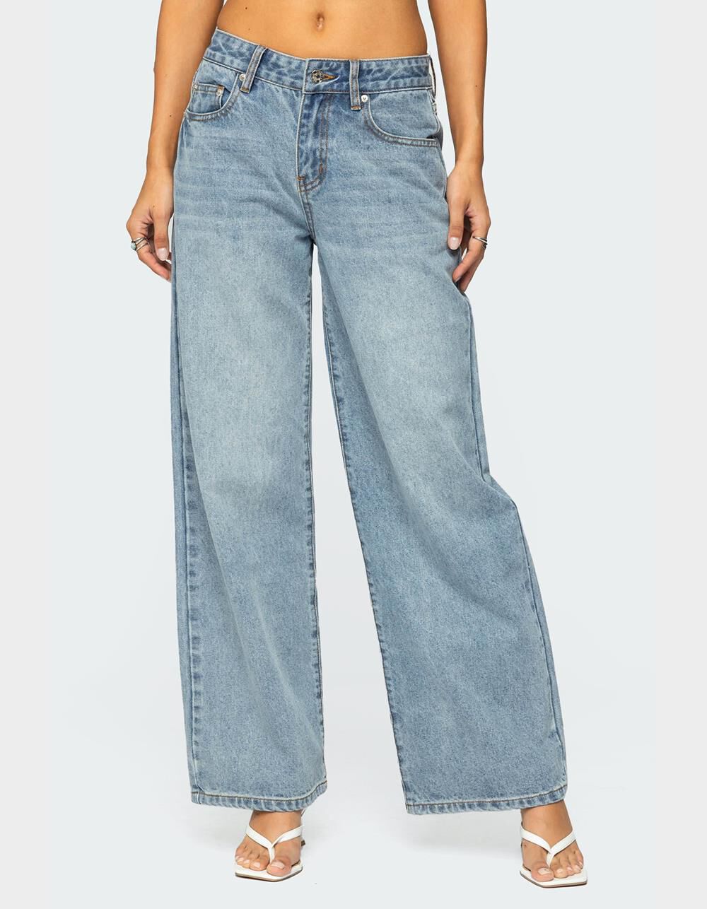 EDIKTED Ery Wide Leg Mid Rise Jeans