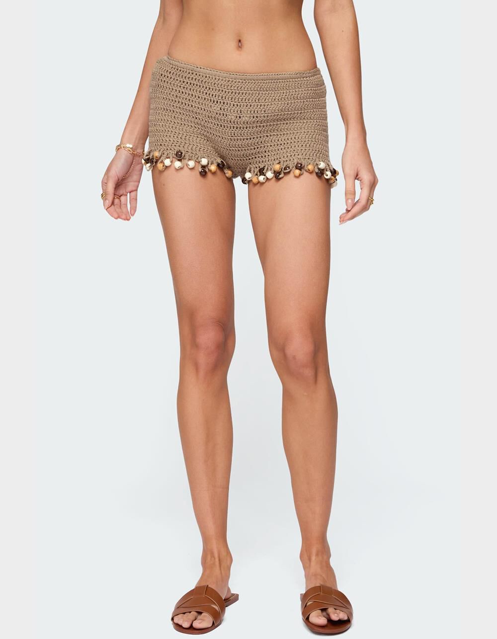 EDIKTED Kairi Bead Crochet Shorts