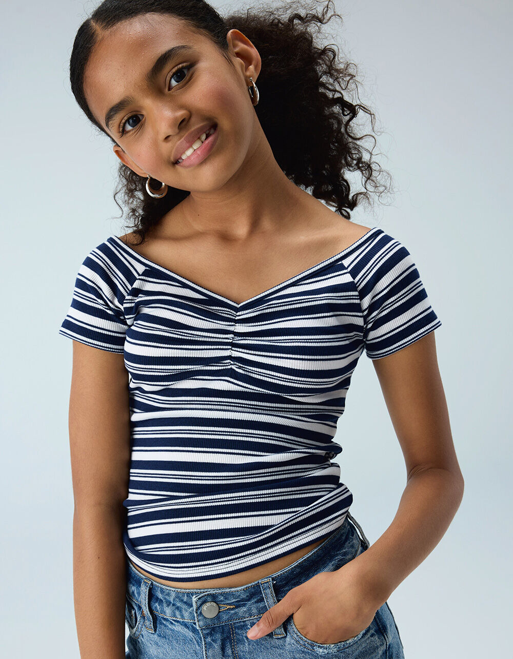 FULL TILT Stripe Cinch Girls Tee