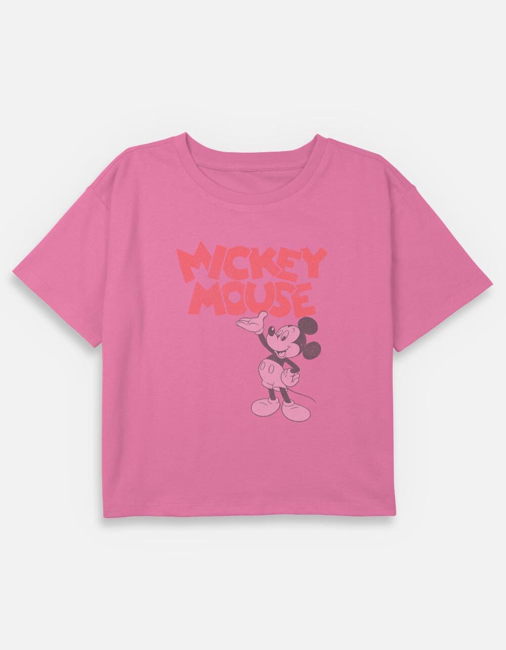 DISNEY Mickey Mouse Distressed Girls Crop Tee