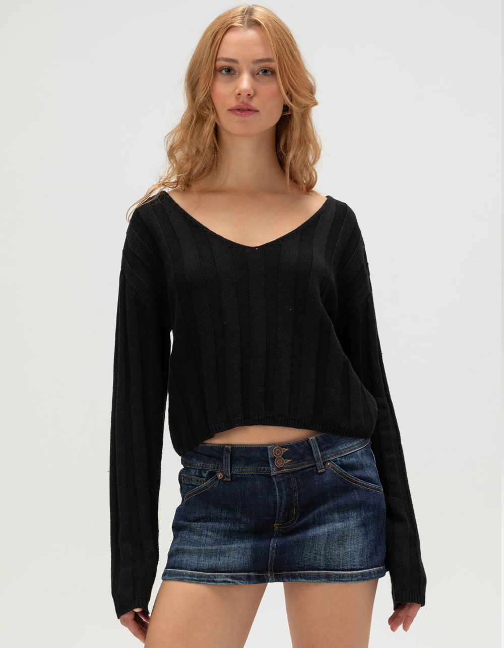RSQ Womens Crop Rib Sweater