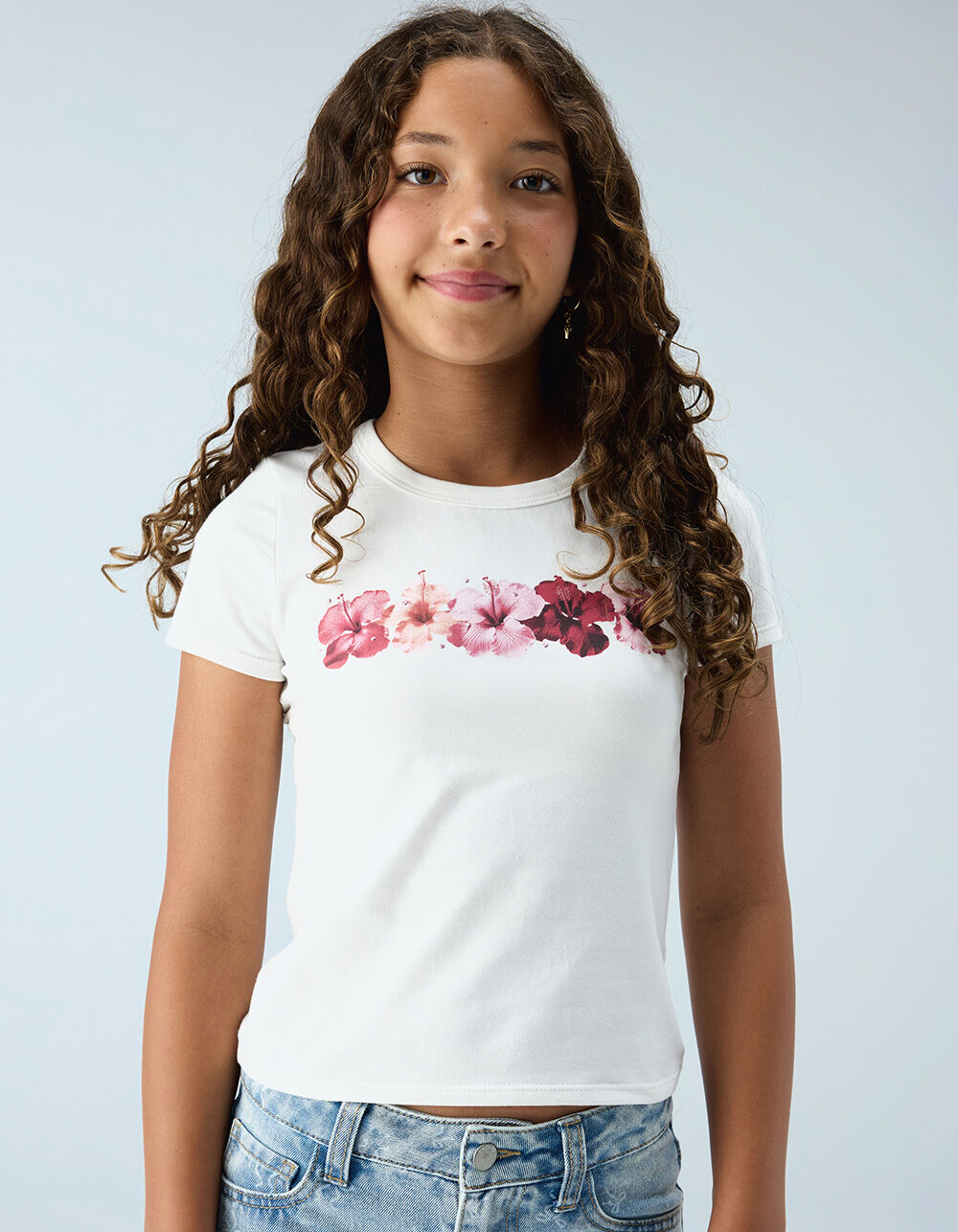 FULL TILT Hibiscus Stone Girls Baby Tee