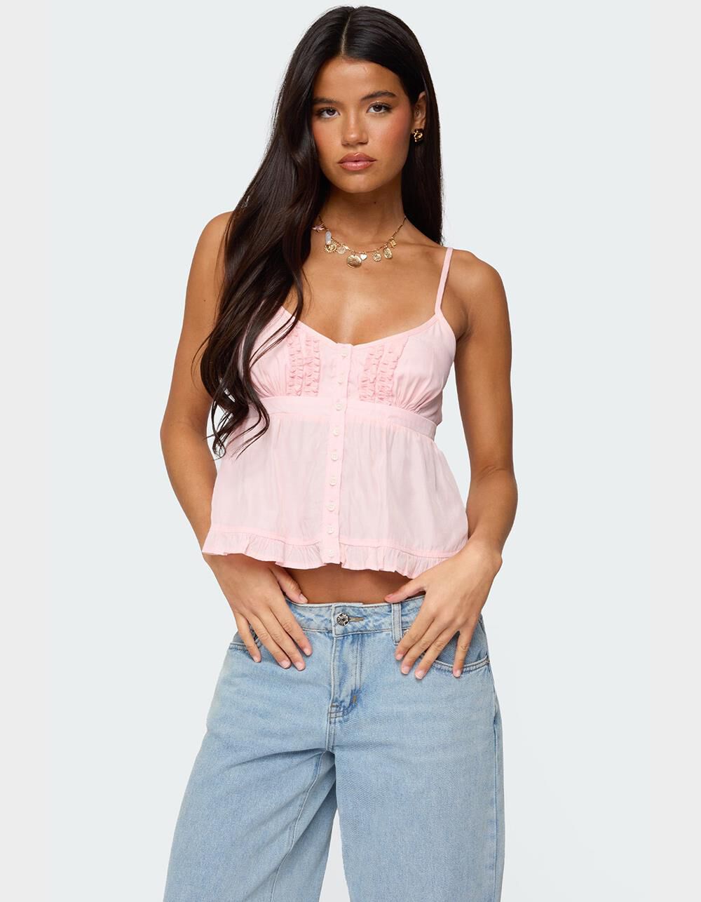 EDIKTED Halsey Ruffle Tank Top
