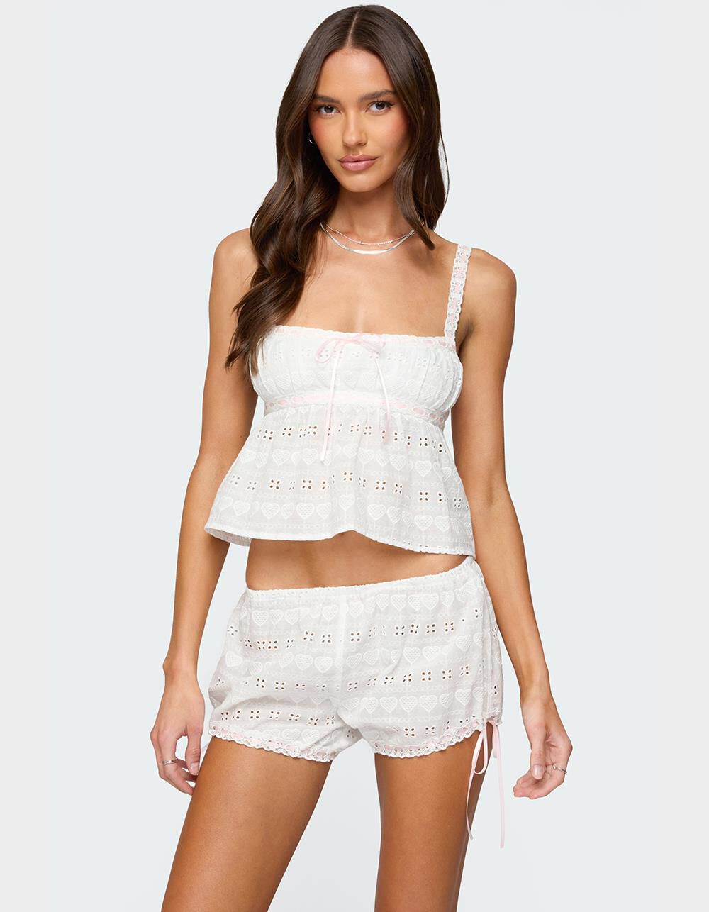 EDIKTED Mina Backless Eyelet Babydoll Top