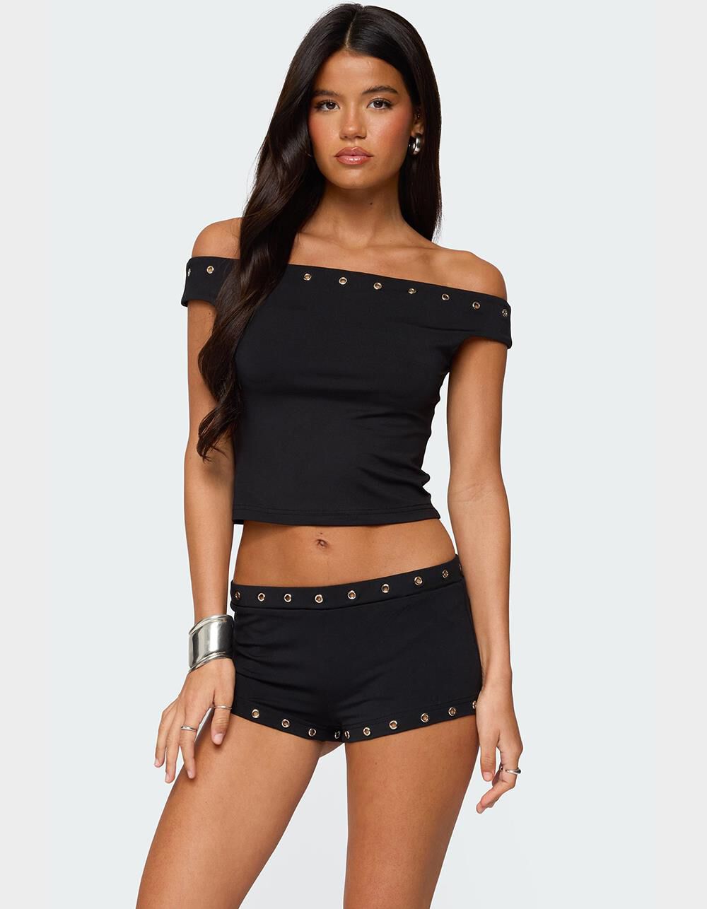 EDIKTED Neriah Grommet Off Shoulder Top