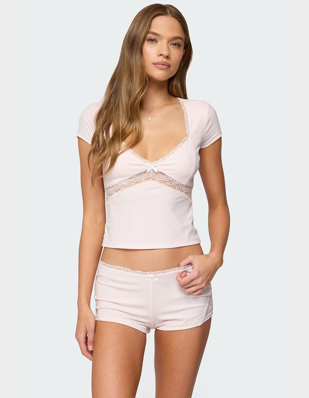 EDIKTED Arcadia Lacey V-Neck Top