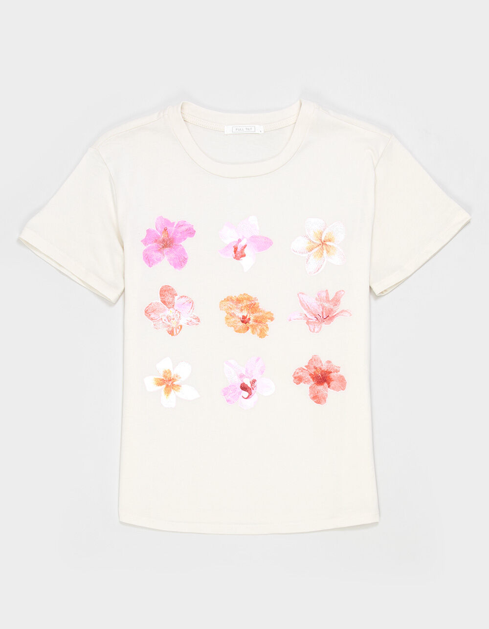 FULL TILT Flower Grid Girls Boyfriend Tee