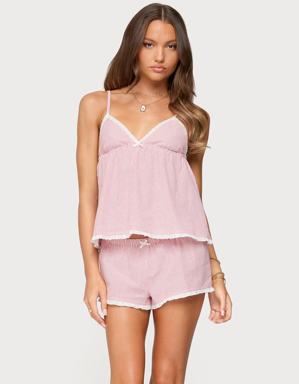 EDIKTED Danna Pinstripe Babydoll Tank Top