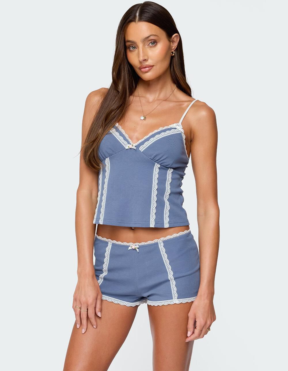 EDIKTED Eliane Contrast Lacey Tank Top