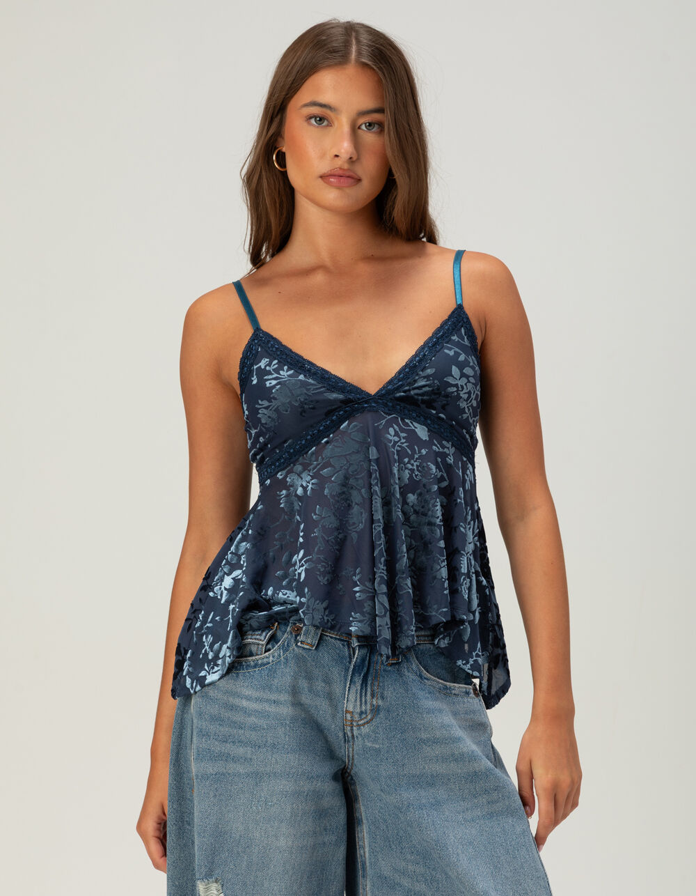 BDG Urban Outfitters Celia Devoré Womens Babydoll Top