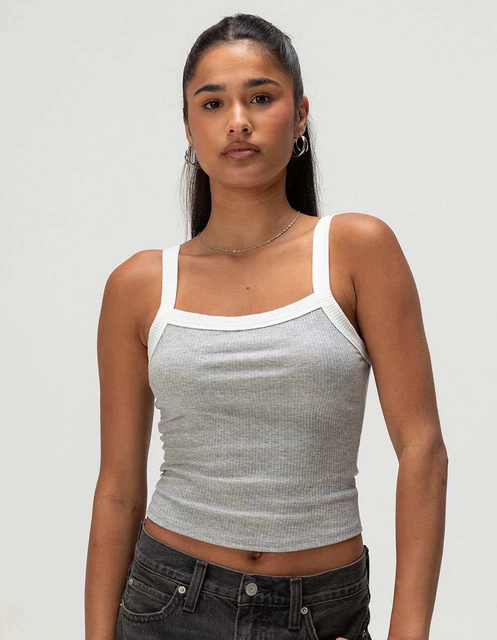 HEART & HIPS Square Neck Womens Ringer Cami