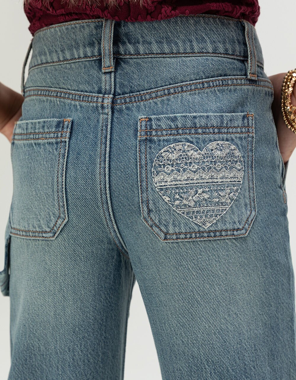 RSQ Girls High Rise Heart Carpenter Jeans
