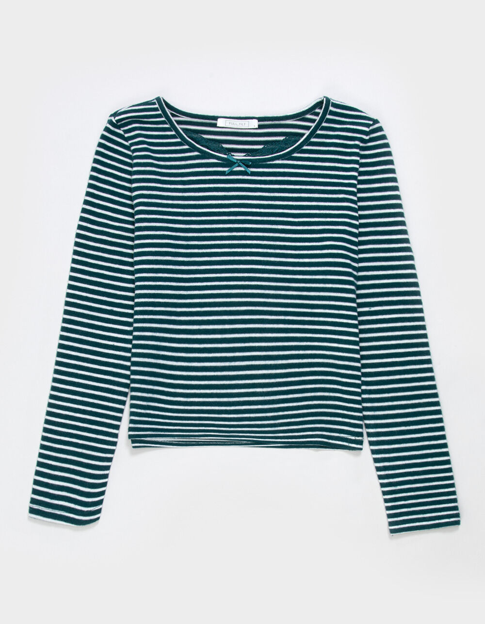 FULL TILT Cozy Stripe Lace Girls Long Sleeve Top