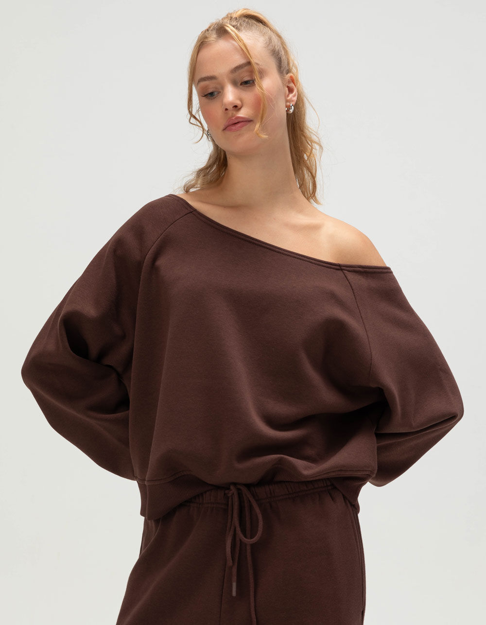 TILLYS Off The Shoulder Womens Sweatshirt