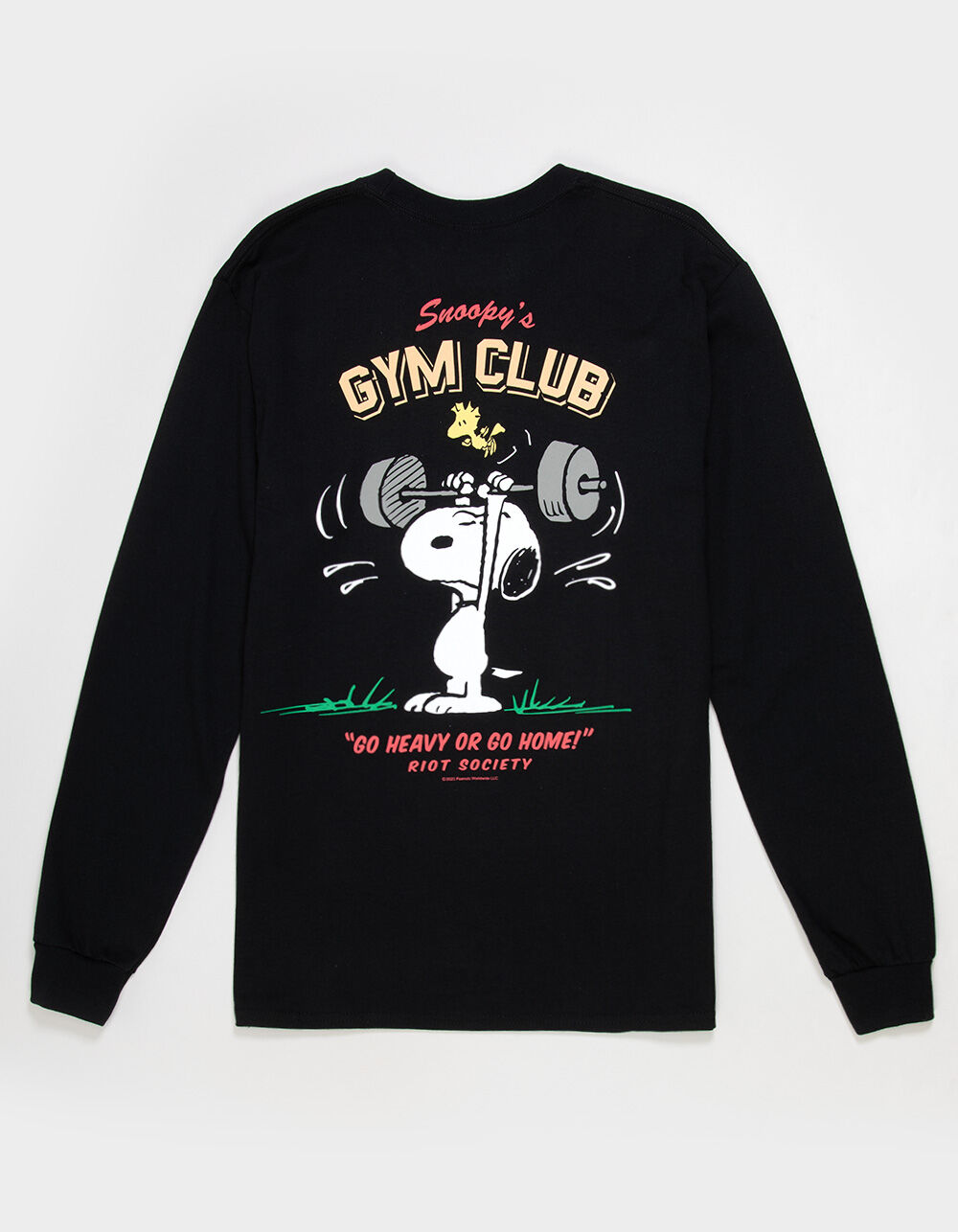 RIOT SOCIETY x Peanuts Snoopy's Gym Club Mens Long Sleeve Tee