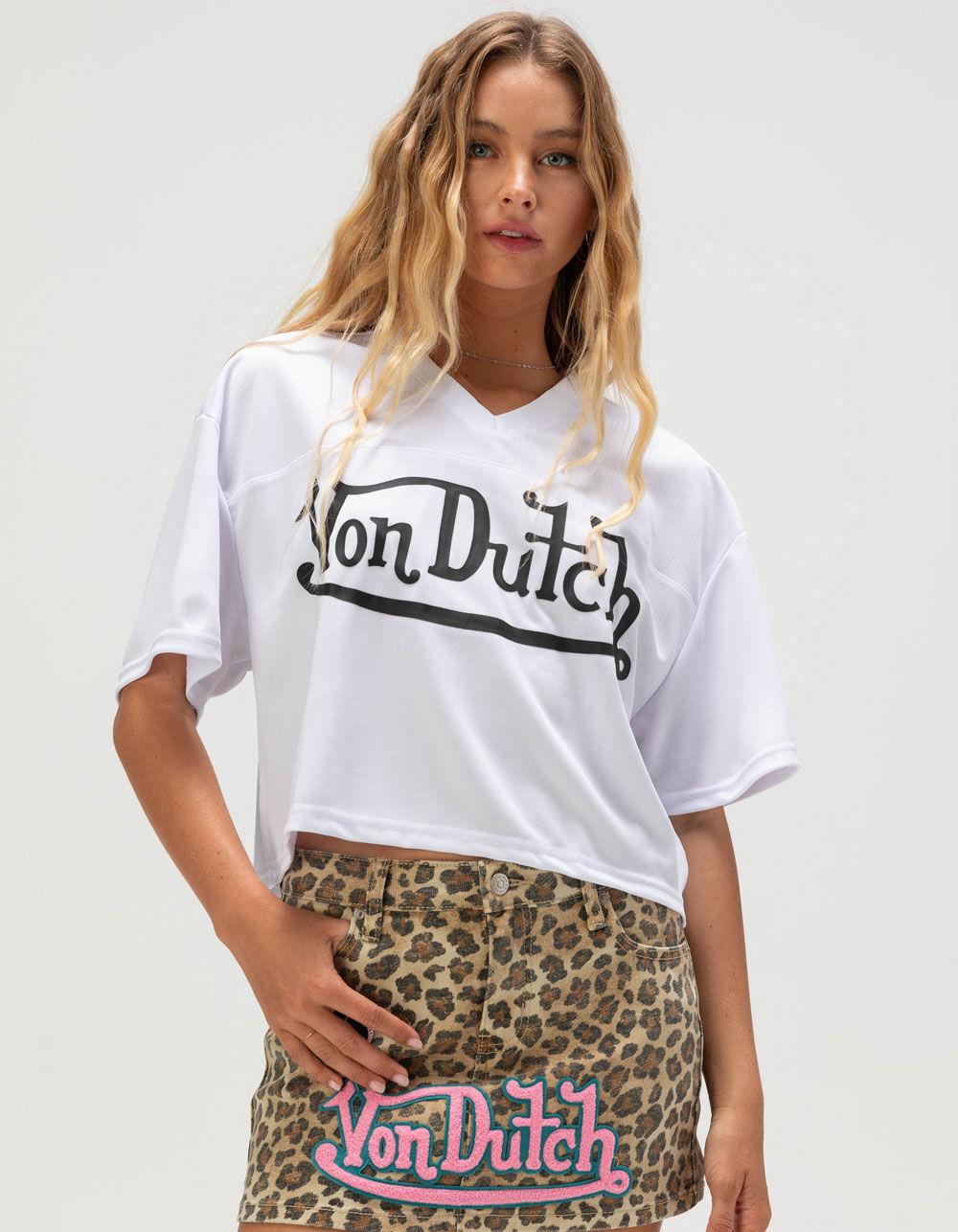 VON DUTCH Womens V-Neck Jersey Tee