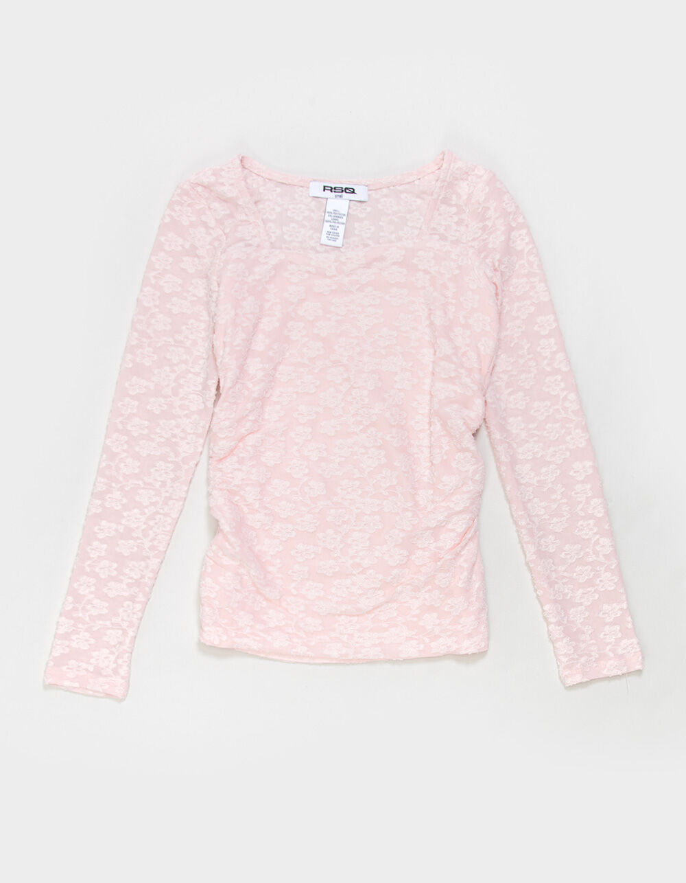 RSQ Floral Ruched Girls Long Sleeve Top