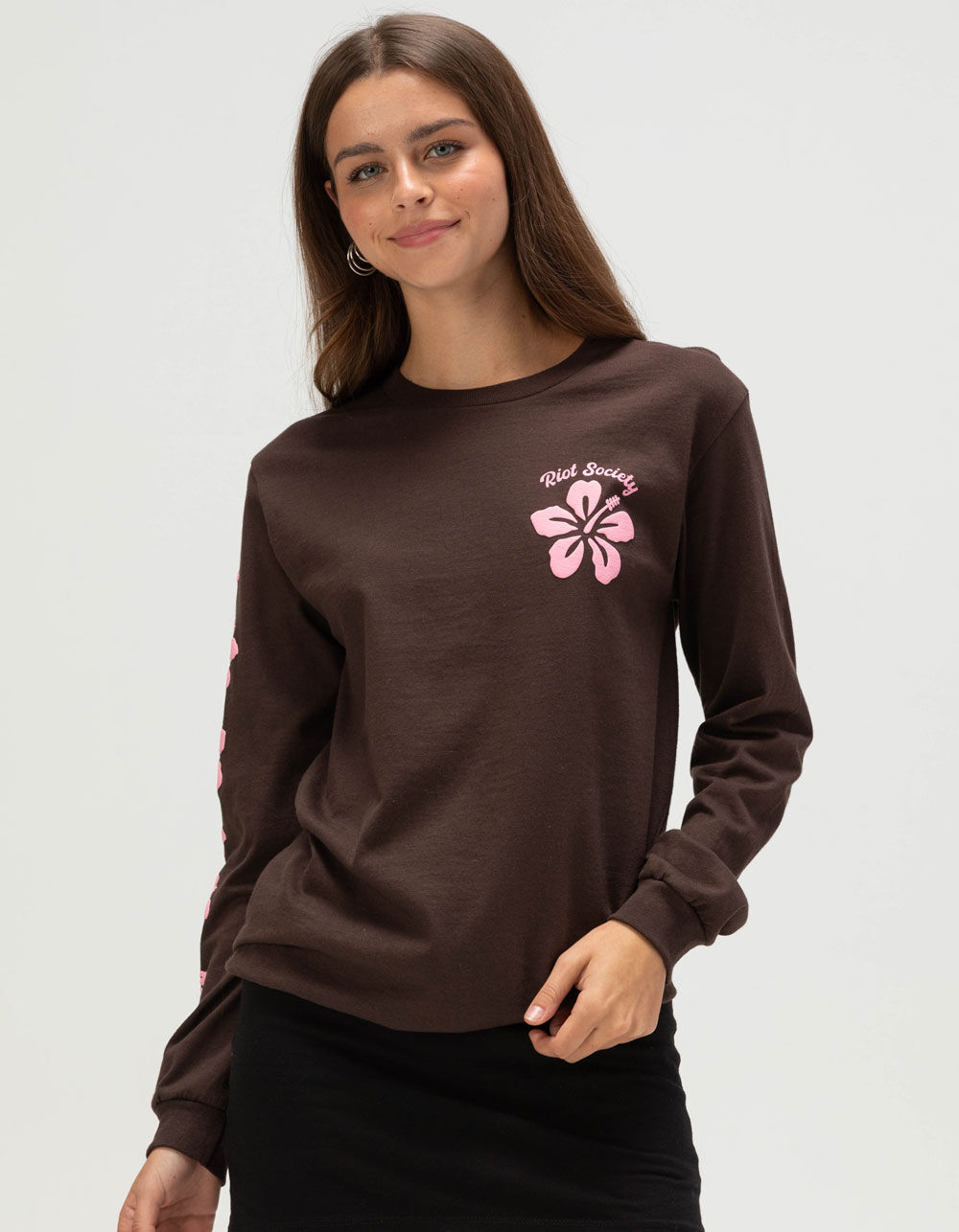 RIOT SOCIETY Hibiscus Womens Long Sleeve Tee