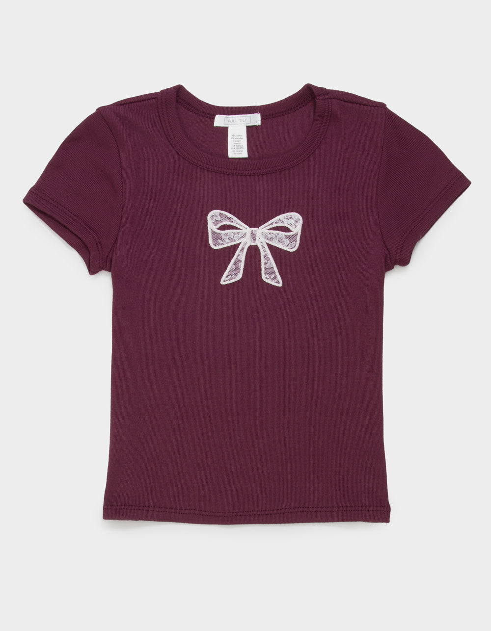 Full Tilt Lace Bow Girls Baby Tee Full Tilt Lace Bow Girls Baby Tee