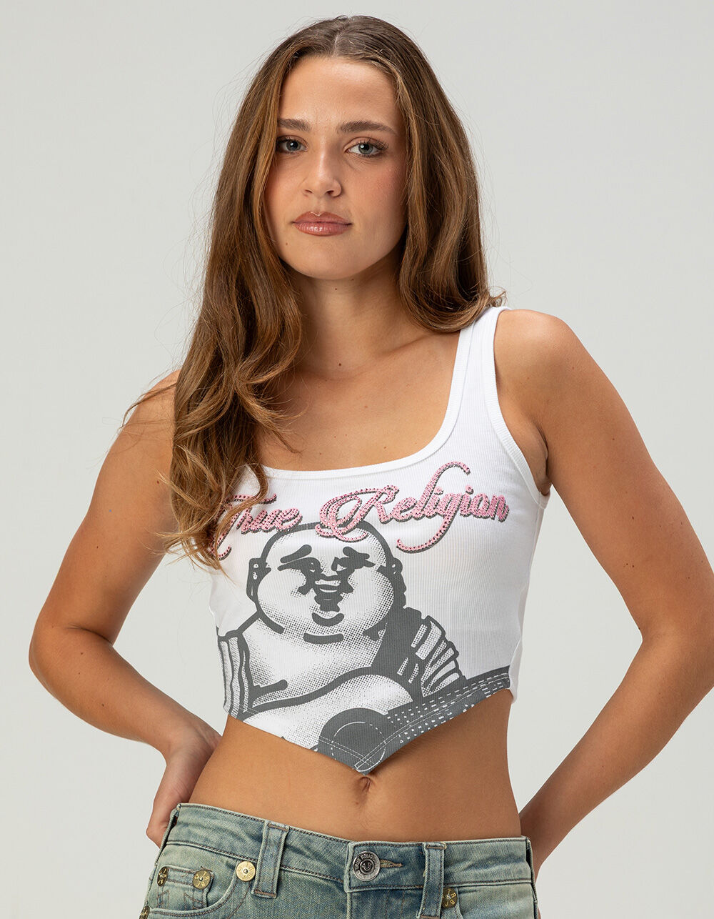 TRUE RELIGION Crystal Handkerchief Womens Tank Top