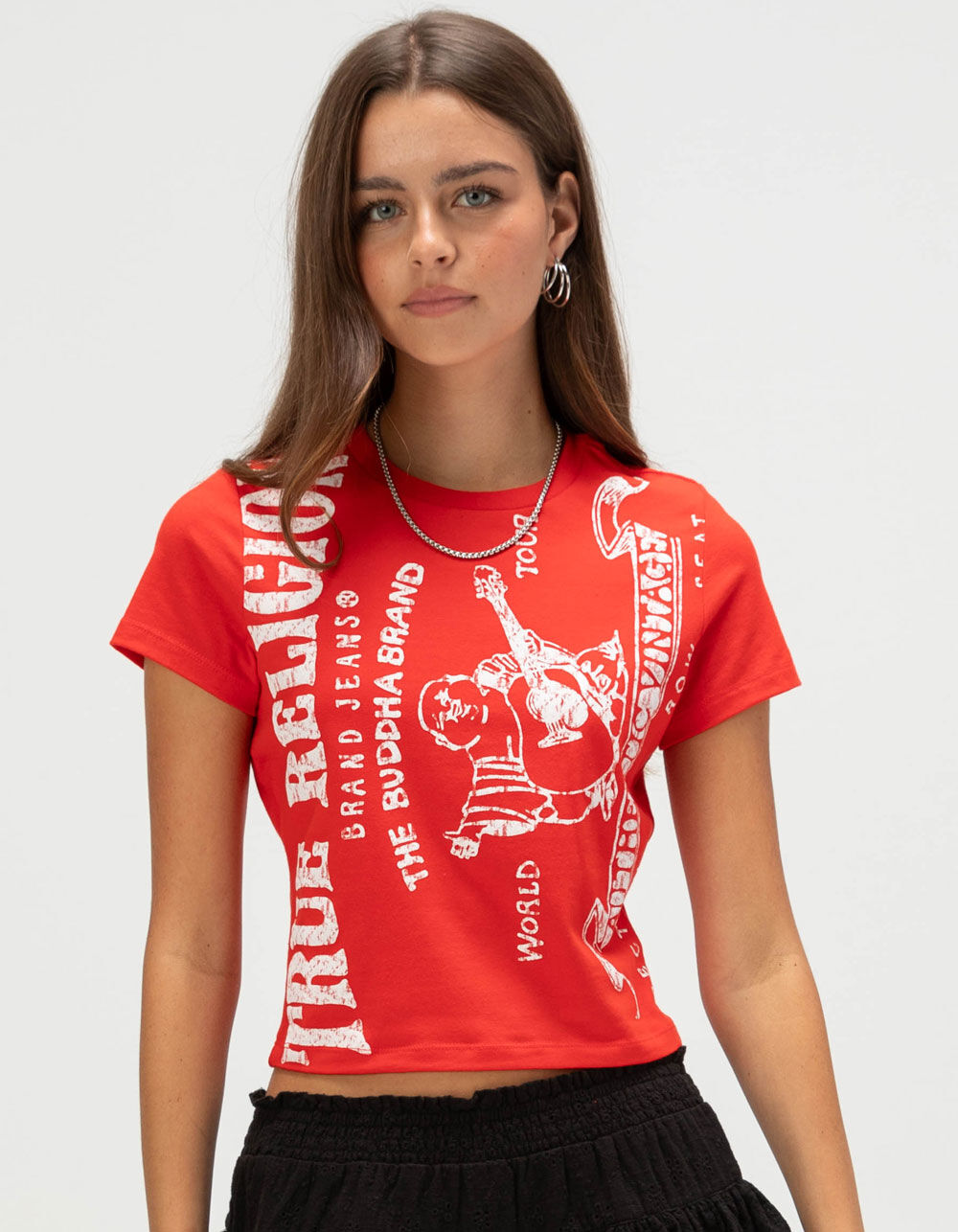 TRUE RELIGION Heritage Logo Womens Baby Tee