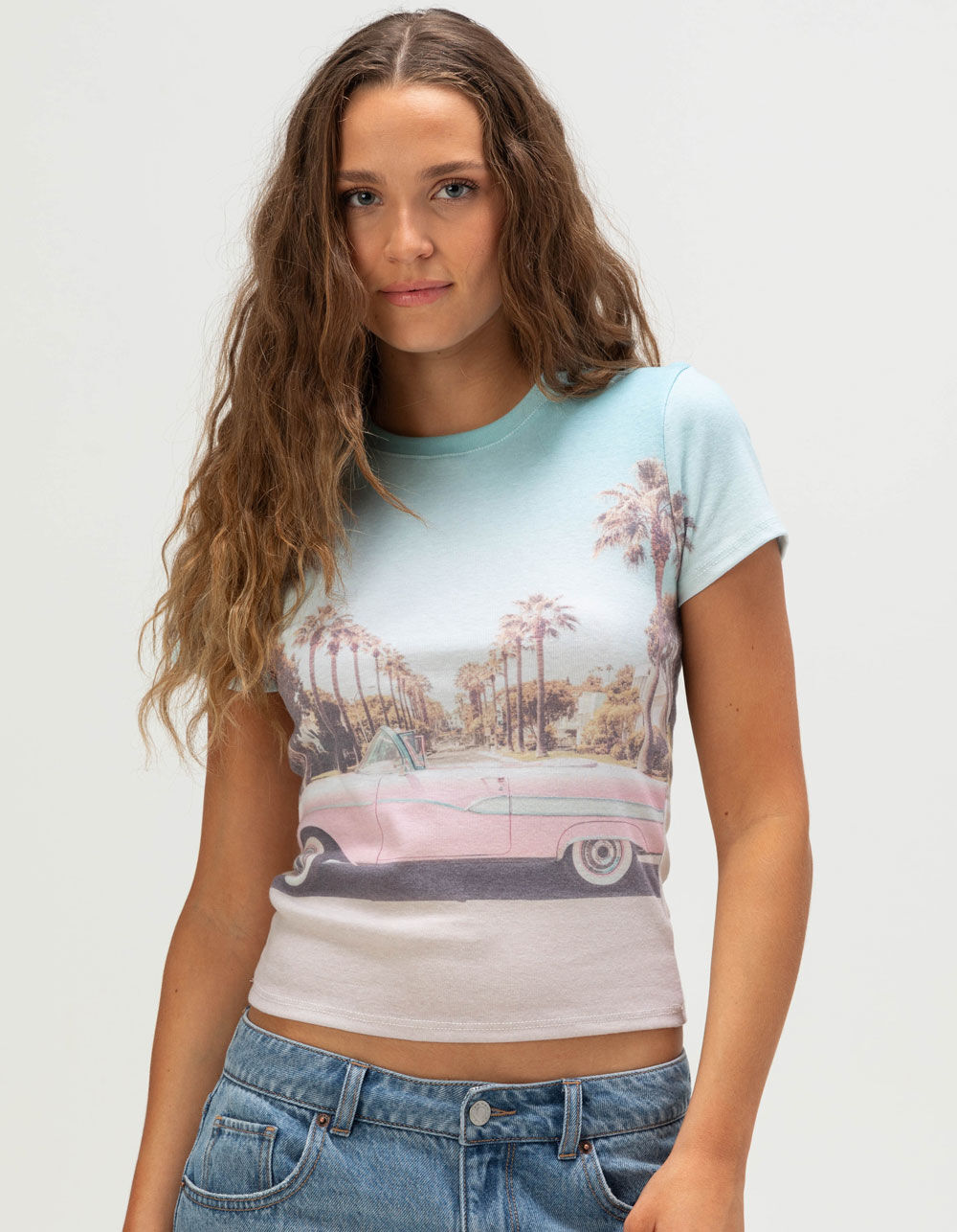 FULL TILT Car Scenic Sublimated Womens Baby Tee
