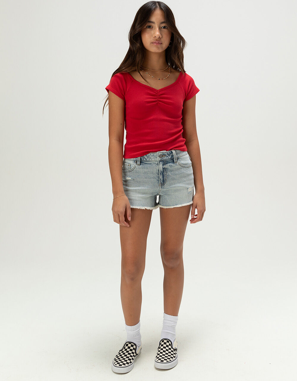 RSQ Girls Vintage High Rise Frayed Shorts
