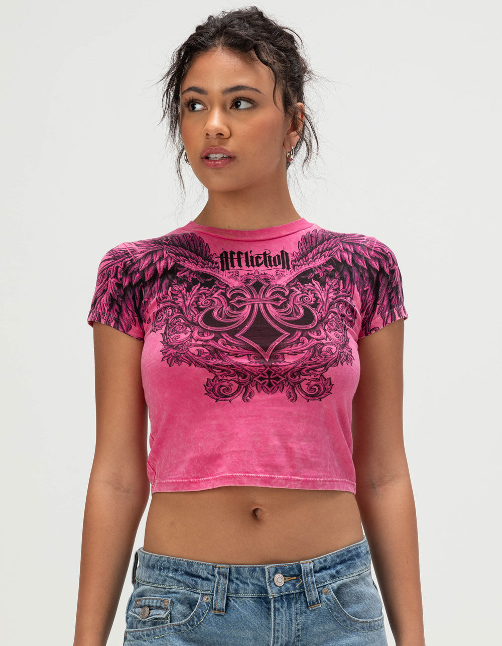 AFFLICTION Omen Womens Baby Tee