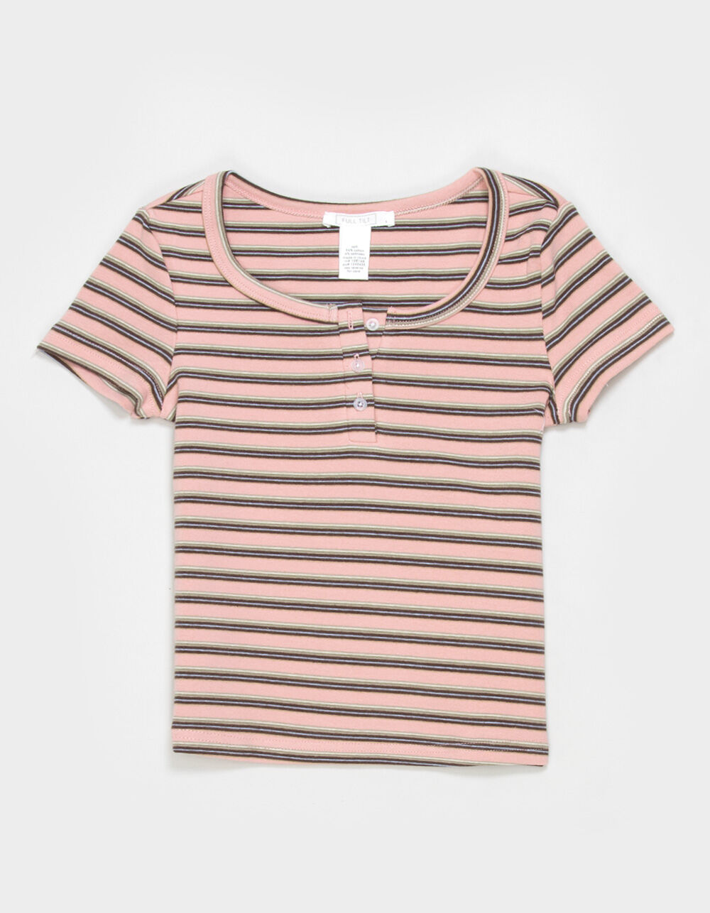 FULL TILT Stripe Girls Henley Top