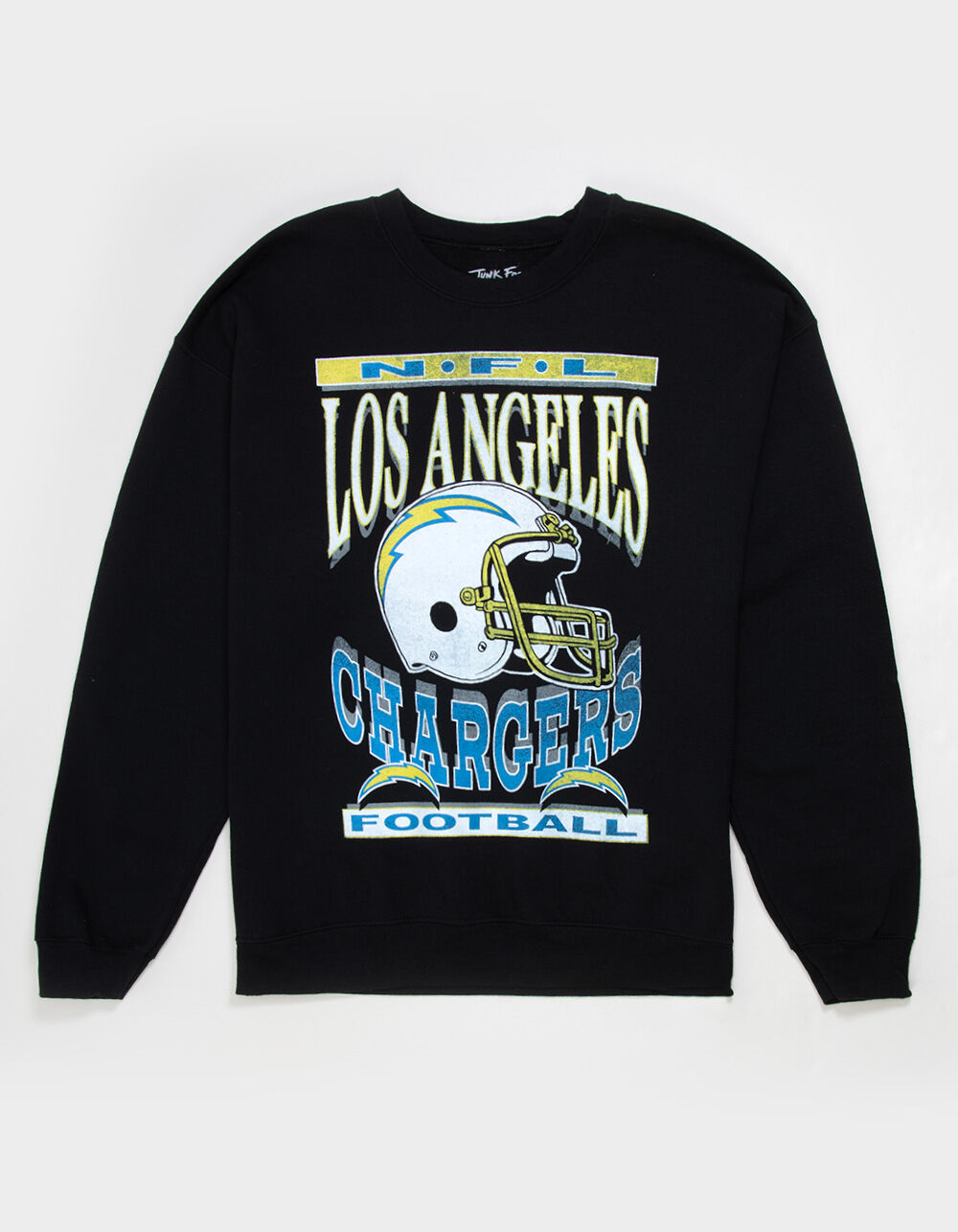 JUNK FOOD Los Angeles Chargers Helmet Mens Crewneck Sweatshirt