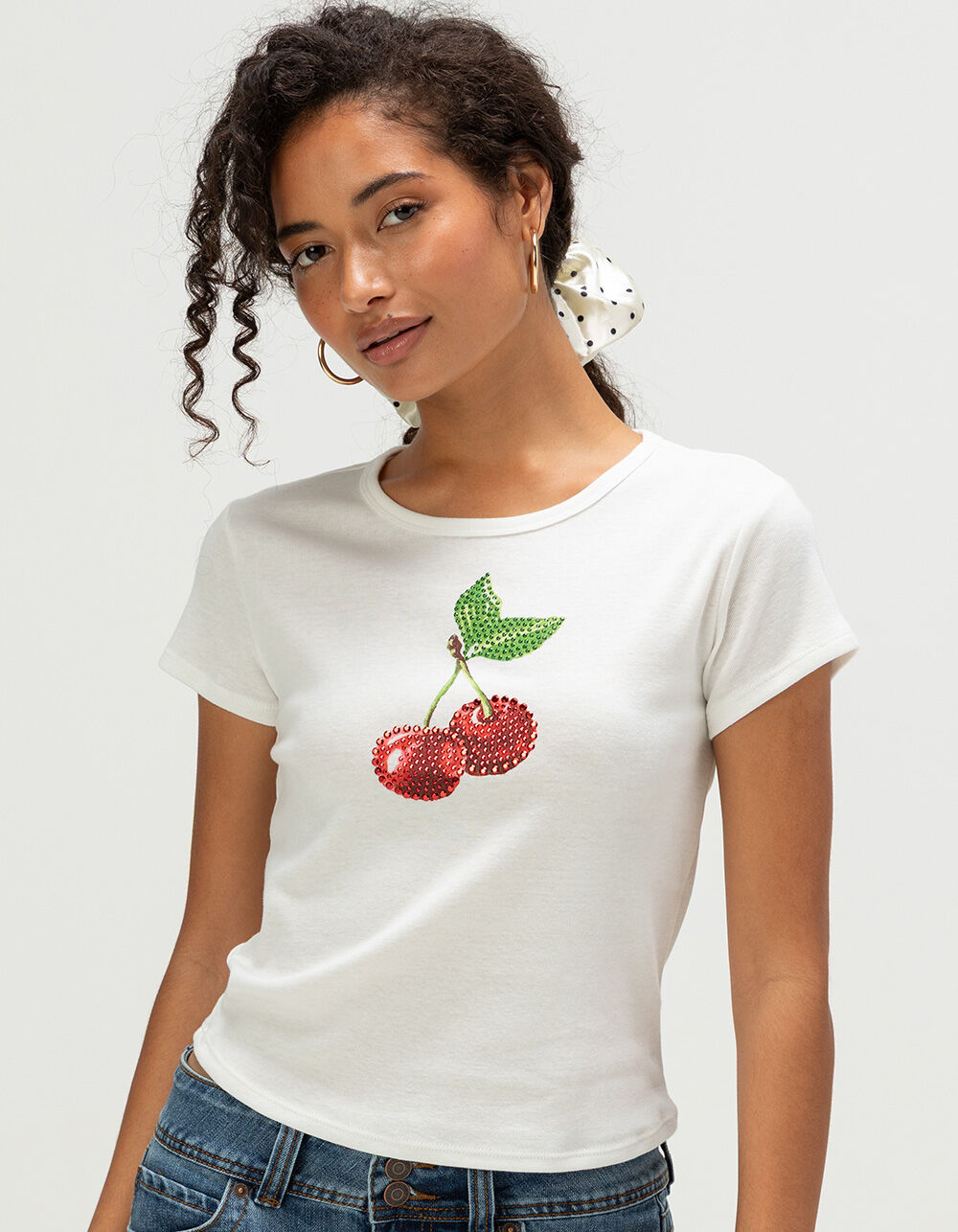 FULL TILT Cherry Rhinestone Womens Tee