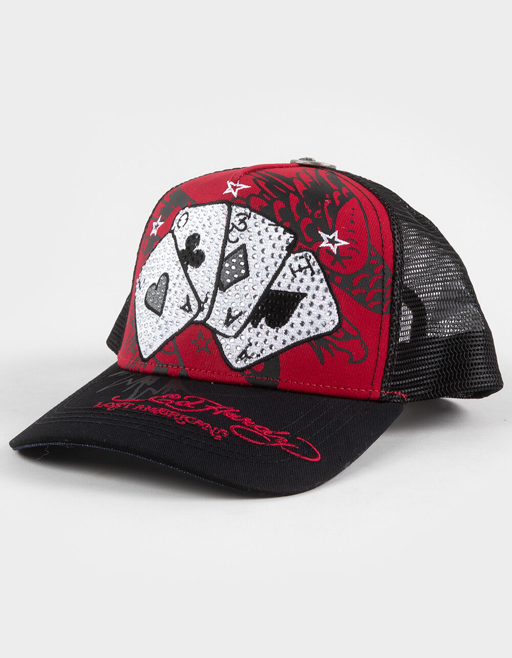 ED HARDY x MGK Cards Rhinestone Trucker Hat