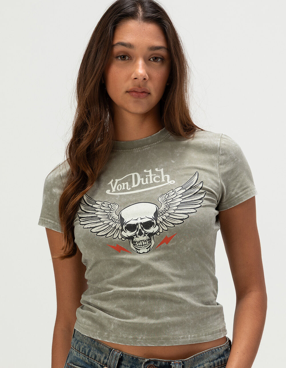 VON DUTCH Skull Womens Skimmer Tee