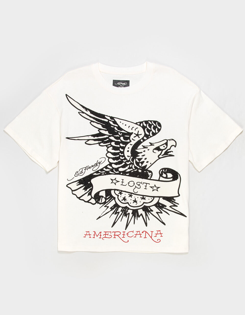 ED HARDY x MGK Lost Eagle Rhinestone Mens Boxy Tee