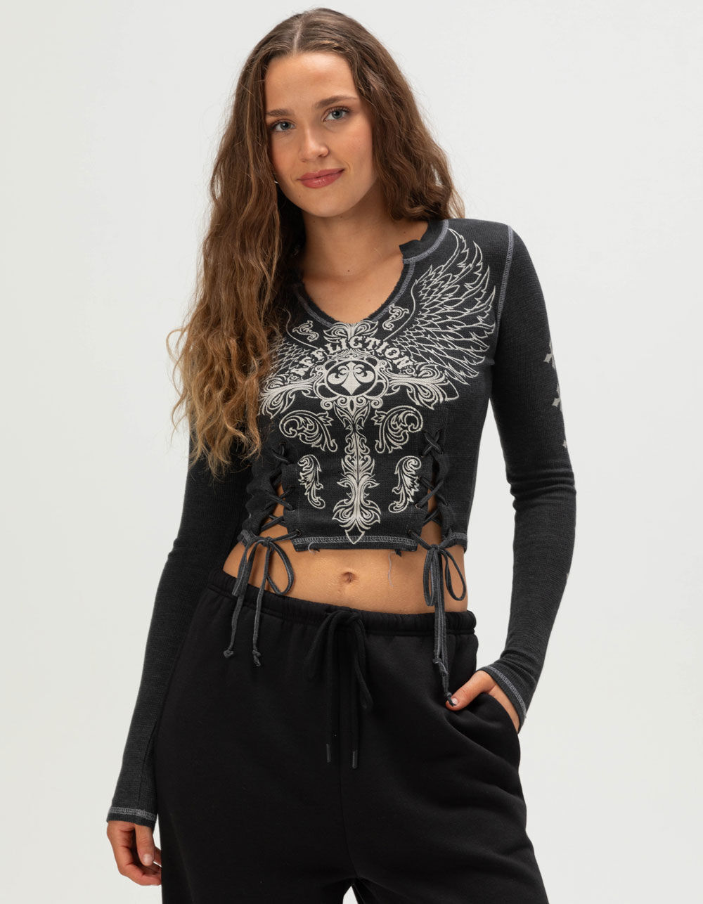 AFFLICTION Iron Womens Long Sleeve Top