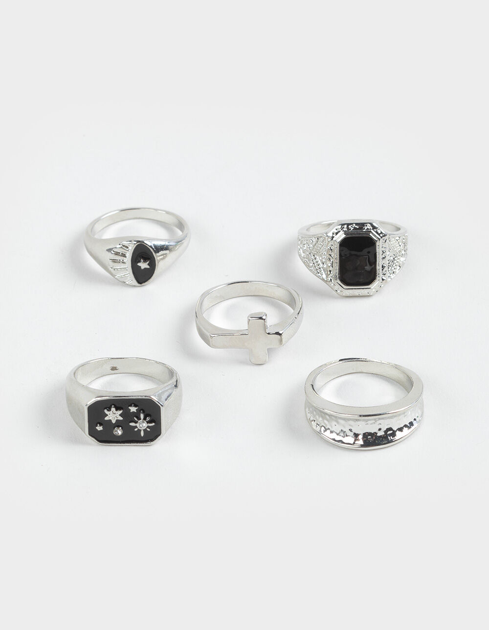 RSQ 5 Pack Cross/Rhinestone Rings