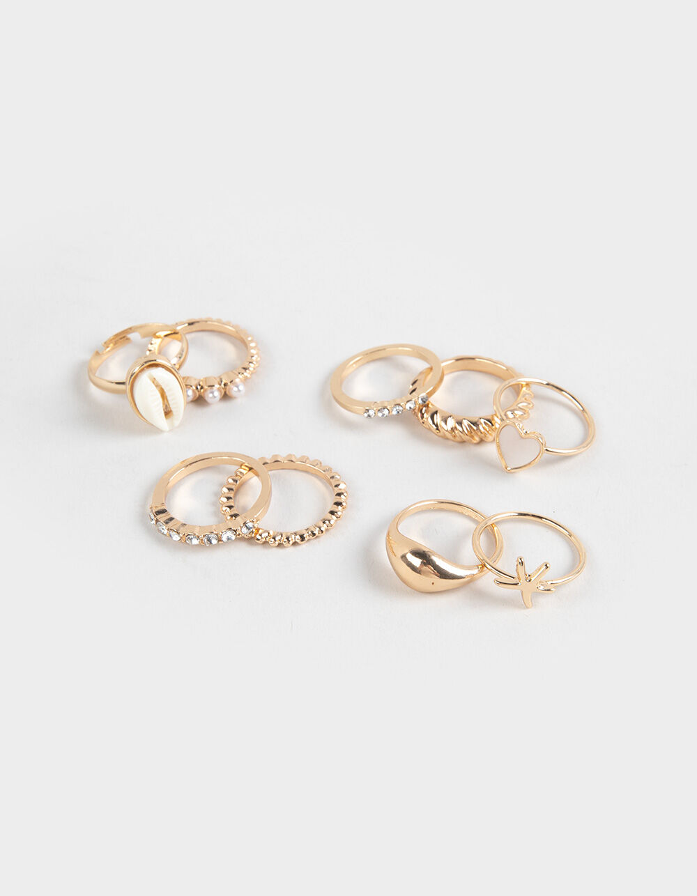 FULL TILT 9 Piece Puka Shell Ring Set