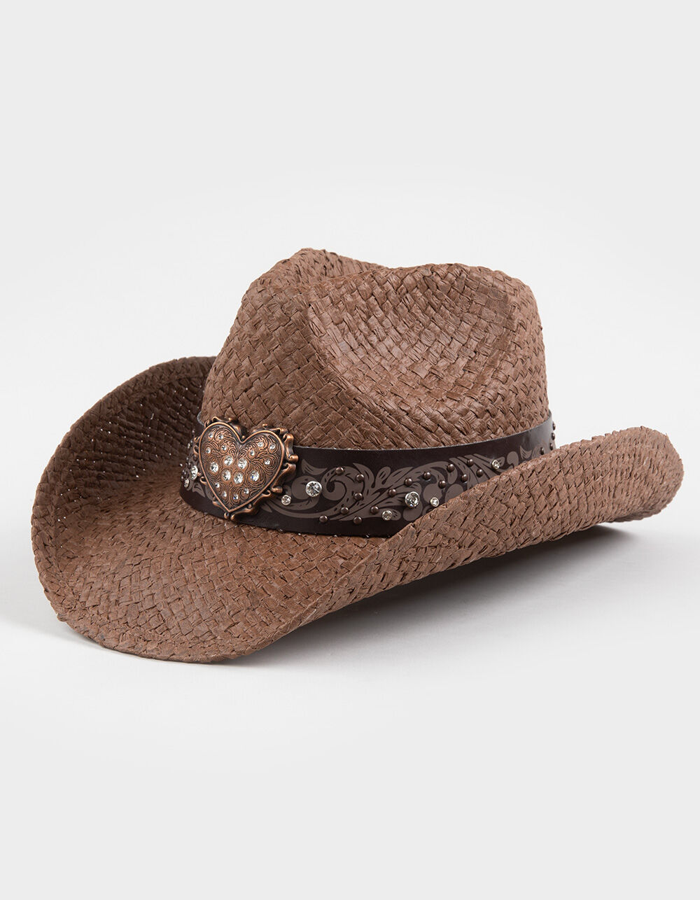 Heart Band Womens Straw Cowboy Hat