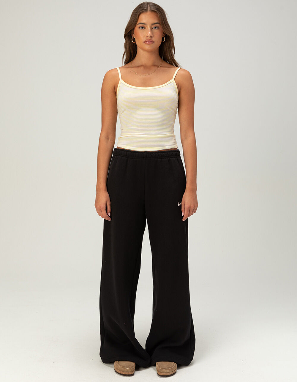 NIKE Studio Fleece Womens Mid Rise Wide Leg Pants