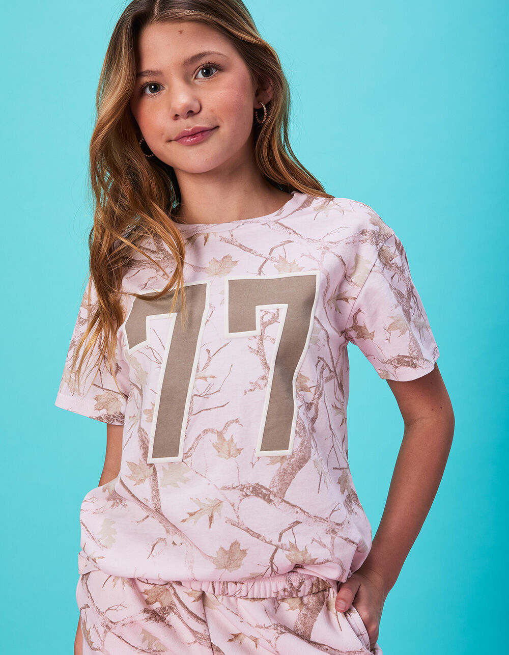 FULL TILT 77 Camo Girls Boyfriend Tee