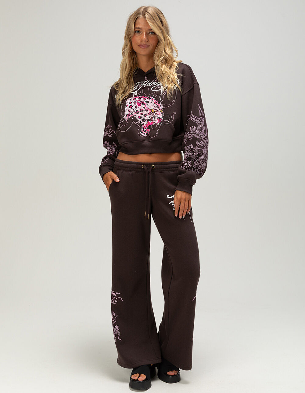 ED HARDY Pink Leopard Womens Sweatpants