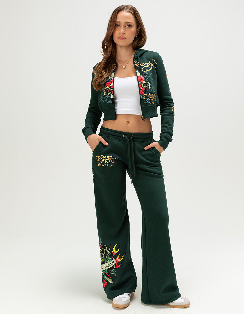 ED HARDY Sacred Heart Womens Rhinestone Sweatpants